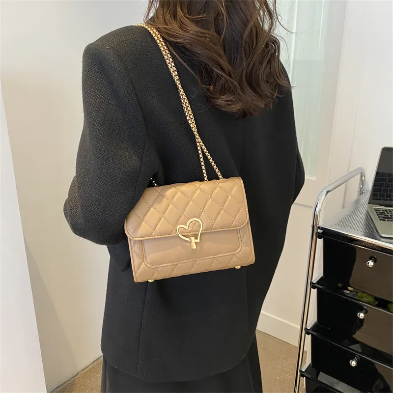 HCXK PU Chain Crossbody Bag, Shoulder Bag, Cell Phone Pouch Regular Women's White/Ecru/Light Brown/Black-17