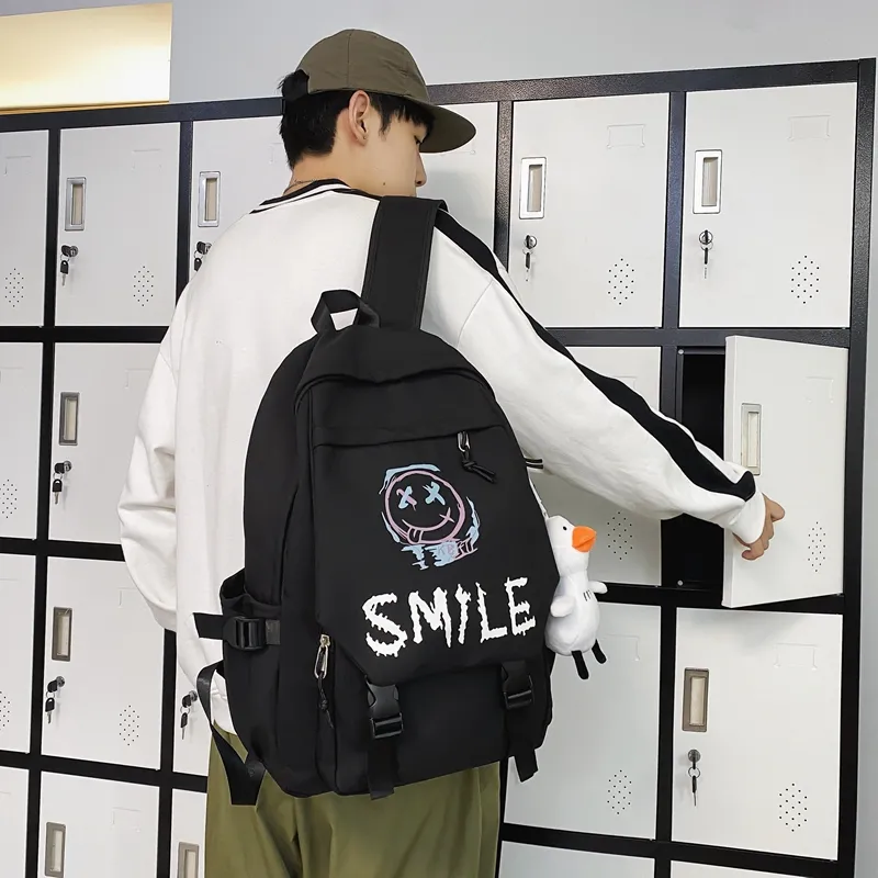 HCXK Nylon Backpack Unisex Black/White-2