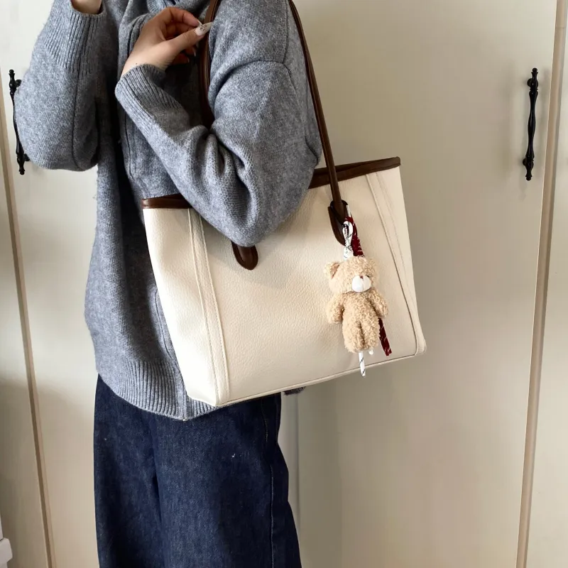 HCXK PU Tote Bag Shoulder Bag Women's Black/Beige/Khaki/Brown/Coffee-9