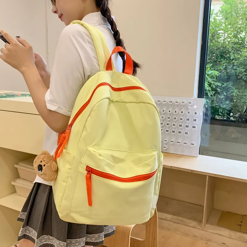 HCXK Nylon Backpack Regular Unisex Yellow/Pink/Green/White/Purple-3