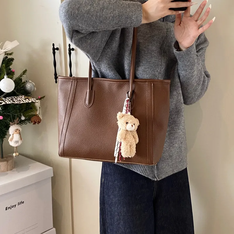 HCXK PU Tote Bag Shoulder Bag Women's Black/Beige/Khaki/Brown/Coffee-16