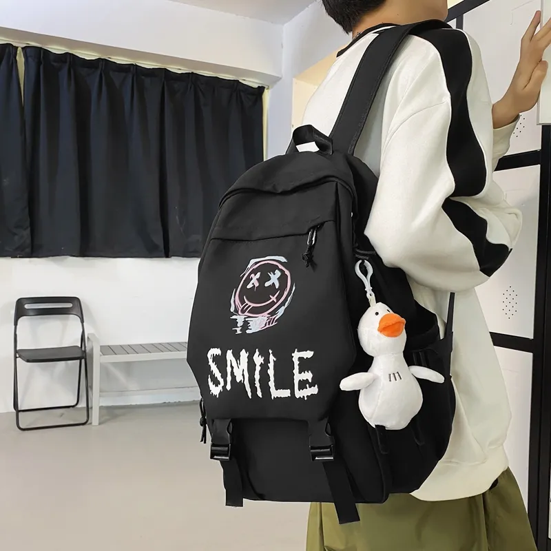 HCXK Nylon Backpack Unisex Black/White-4