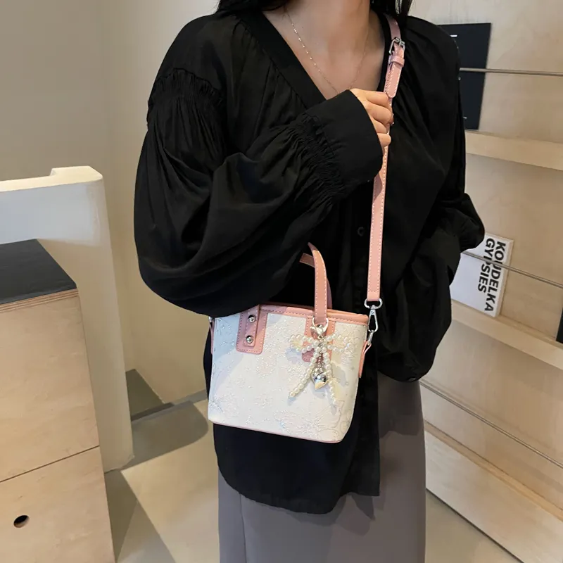 HCXK PU Handbag Tote Bag Shoulder Bag Unisex White/Black/Blue/Pink-40