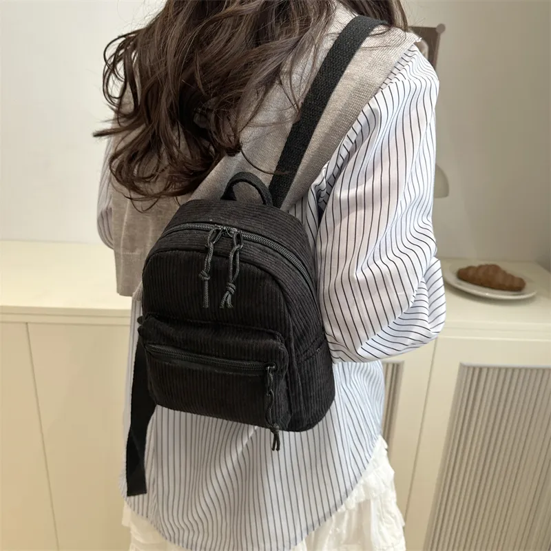 HCXK Polyester Backpack Women's Black/White/Pink/Dark Brown-3