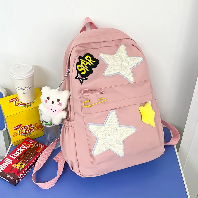 HCXK Composite Cloth Backpack Women's Yellow/Green/Pink-11