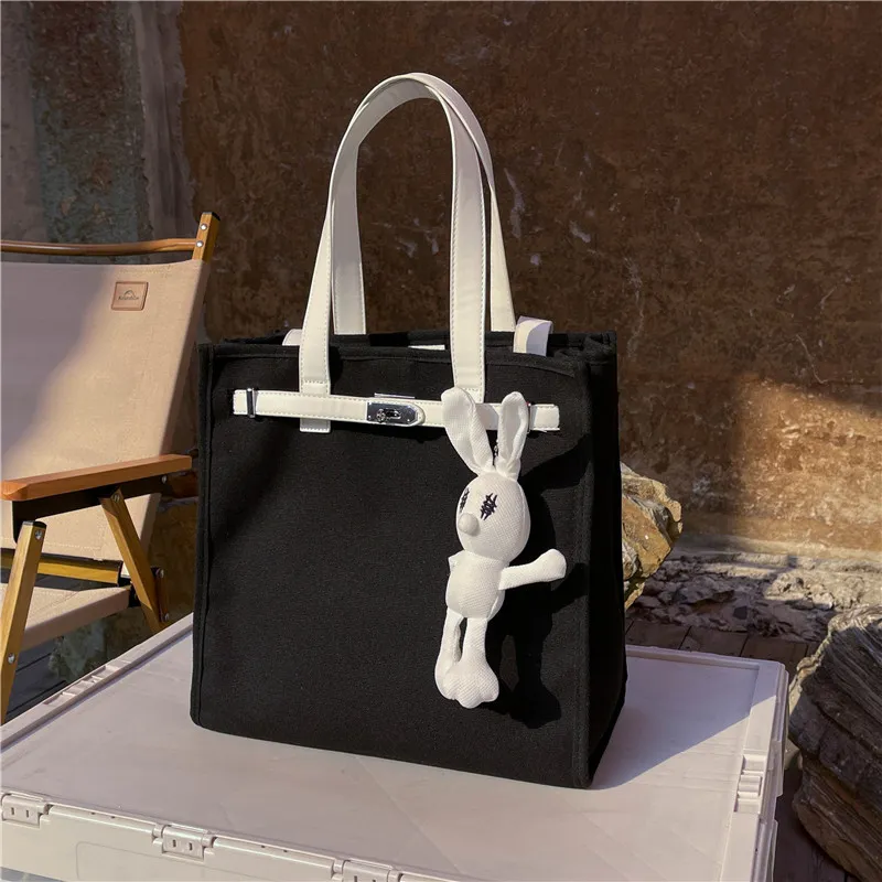 HCXK Canvas Tote Canvas Bag Class Commute Bag Single Shoulder Bag Regular Women's Multicolor-4