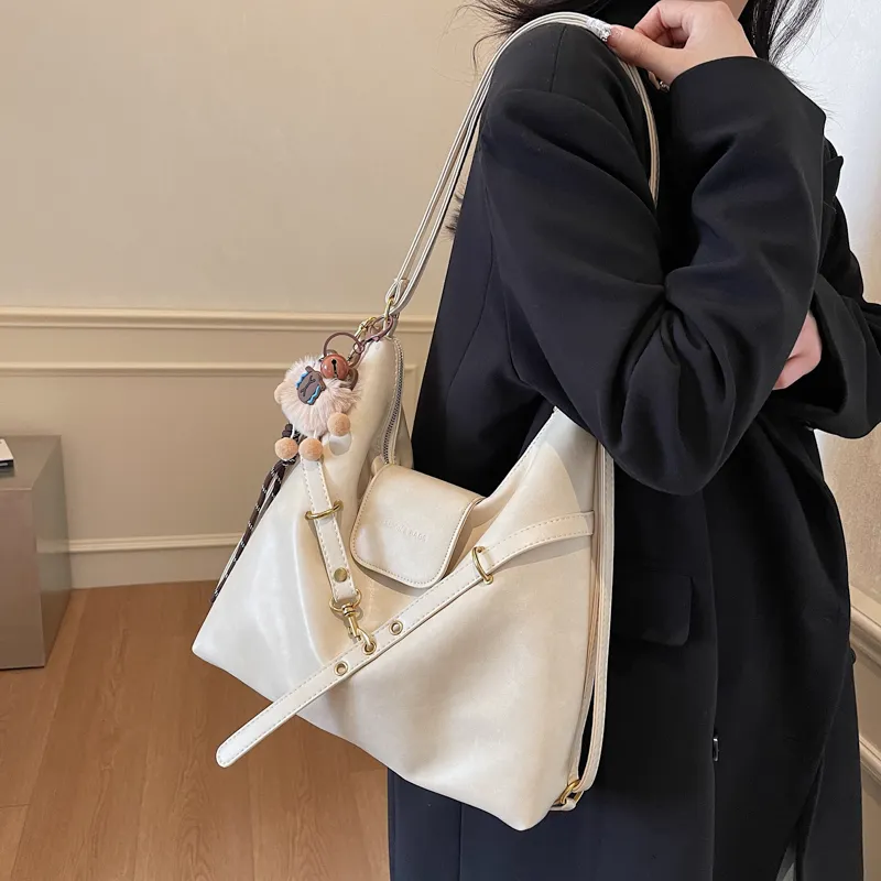 HCXK PU Crossbody One Shoulder Backpack Regular Women's Brown/Coffee/Black/White-23