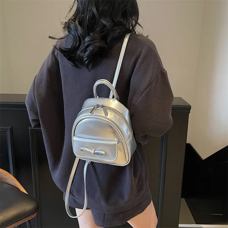 PULUWIRR PU Backpack Women's White/Silver/Black/Green/Pink-8