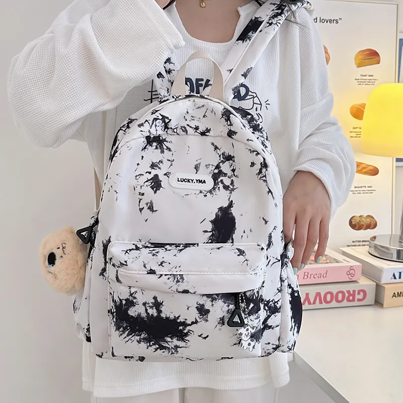 HCXK Nylon Backpack Regular Unisex Black/Violet/Peacock Blue/Pink-2