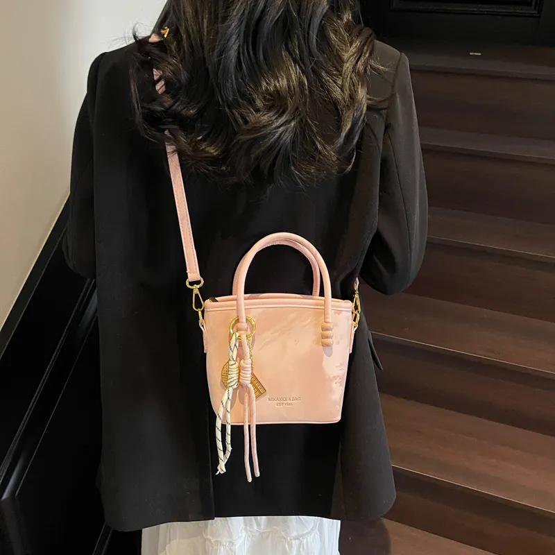 HCXK PU Shoulder Bag Crossbody Bag Casual Korean Style Bucket Bag Handbag Regular Women's Multicolor-3
