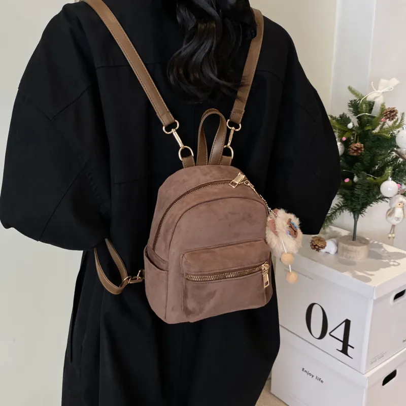 HCXK PU Backpack Women's Gray/Black/Pink/Brown/Coffee-15