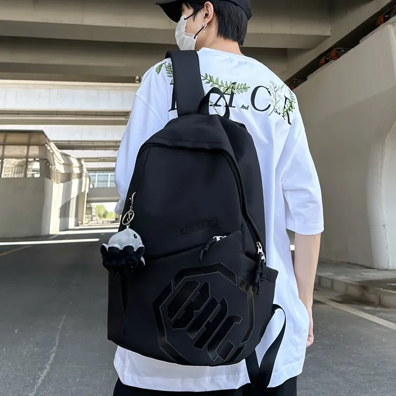 HCXK Composite Cloth Backpack Unisex Gray/Black/Red/Khaki/Blue-8