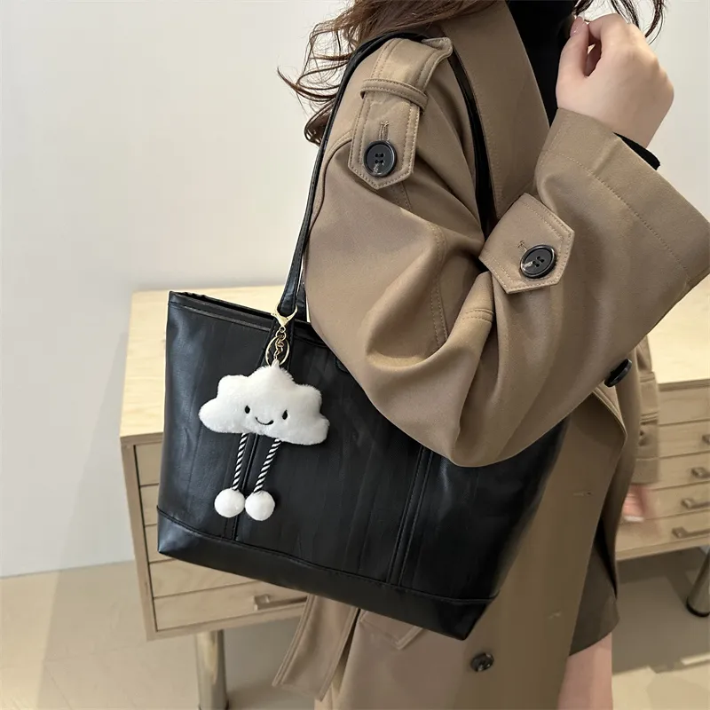 HCXK PU Tote Bag Shopping Bag Shoulder Bags Women's White/Black/Coffee-10