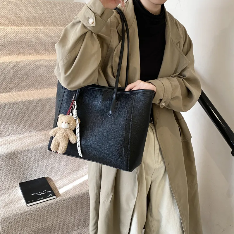 HCXK PU Tote Bag Shoulder Bag Women's Black/Beige/Khaki/Brown/Coffee-4