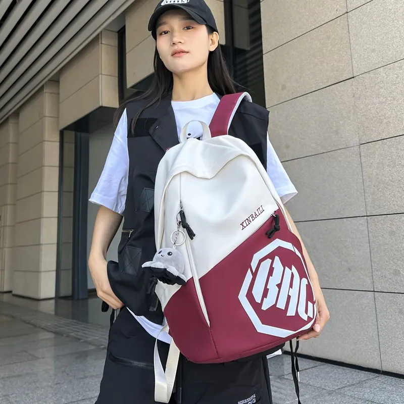 HCXK Composite Cloth Backpack Unisex Gray/Black/Red/Khaki/Blue-12