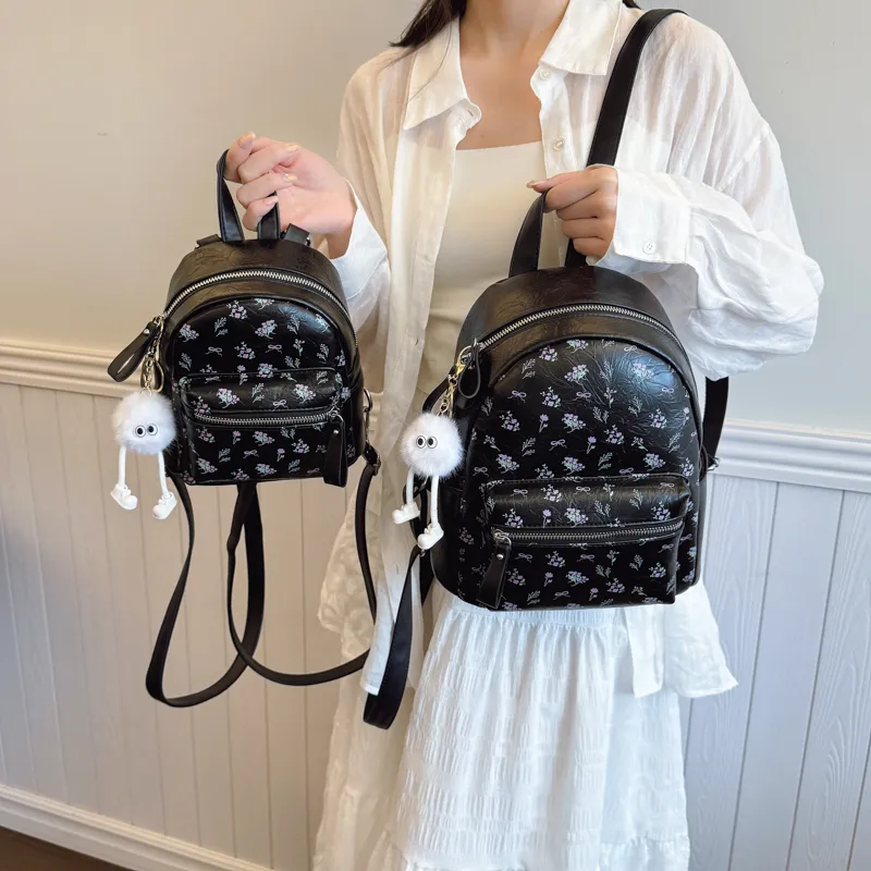 HCXK PU Backpack Women's White/Silver/Black-17