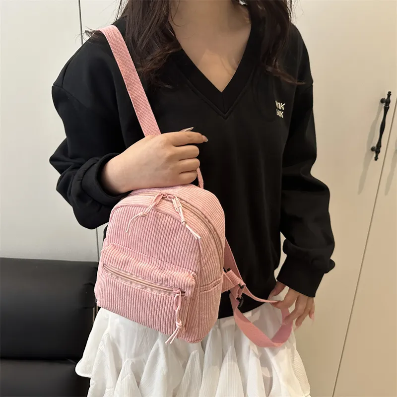 HCXK Polyester Backpack Women's Black/White/Pink/Dark Brown-13