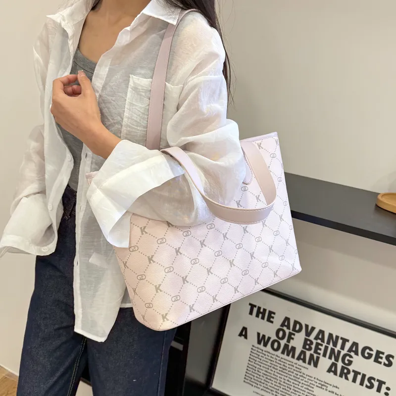 HCXK PU Tote Bag, Shopping Bag, Shoulder Bag Women's Light Purple/Gray/Pink-2