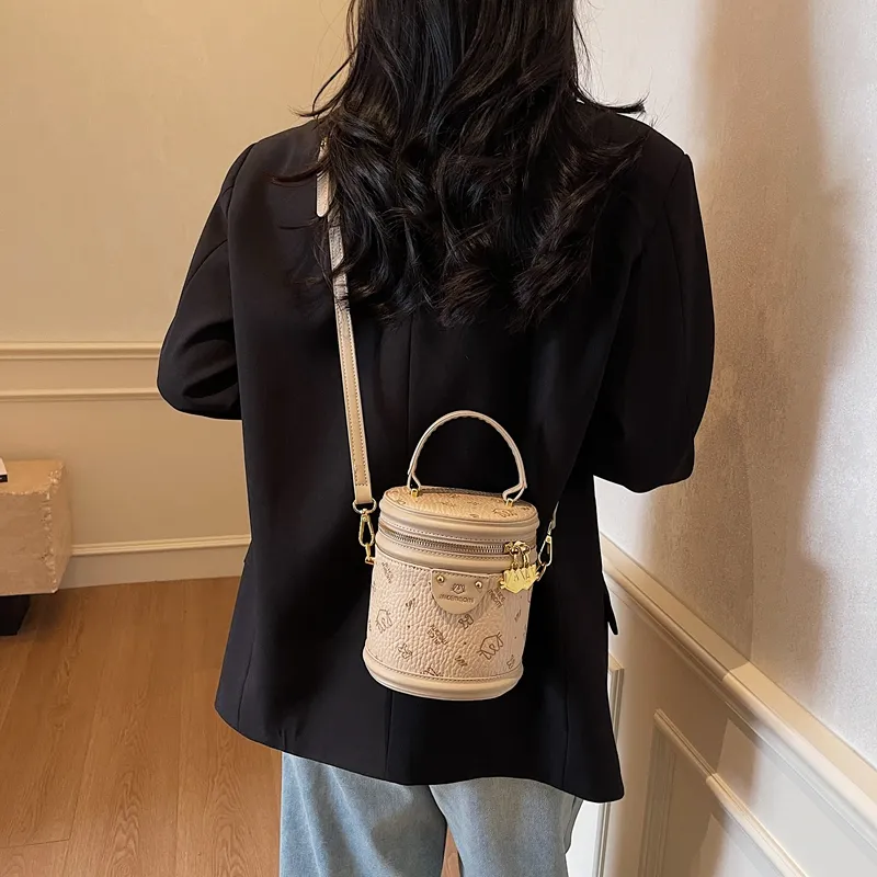 HCXK PU Cylinder Bag Shoulder Bag Crossbody Bag Handbag Women's Multicolor-3