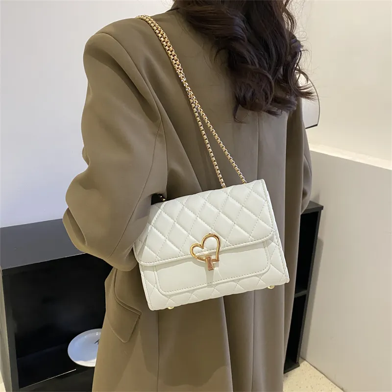 HCXK PU Chain Crossbody Bag, Shoulder Bag, Cell Phone Pouch Regular Women's White/Ecru/Light Brown/Black-3