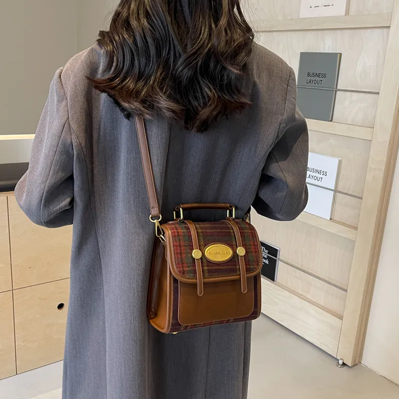 HCXK Woolen Backpack Women's Red/Green/Coffee/Blue-5