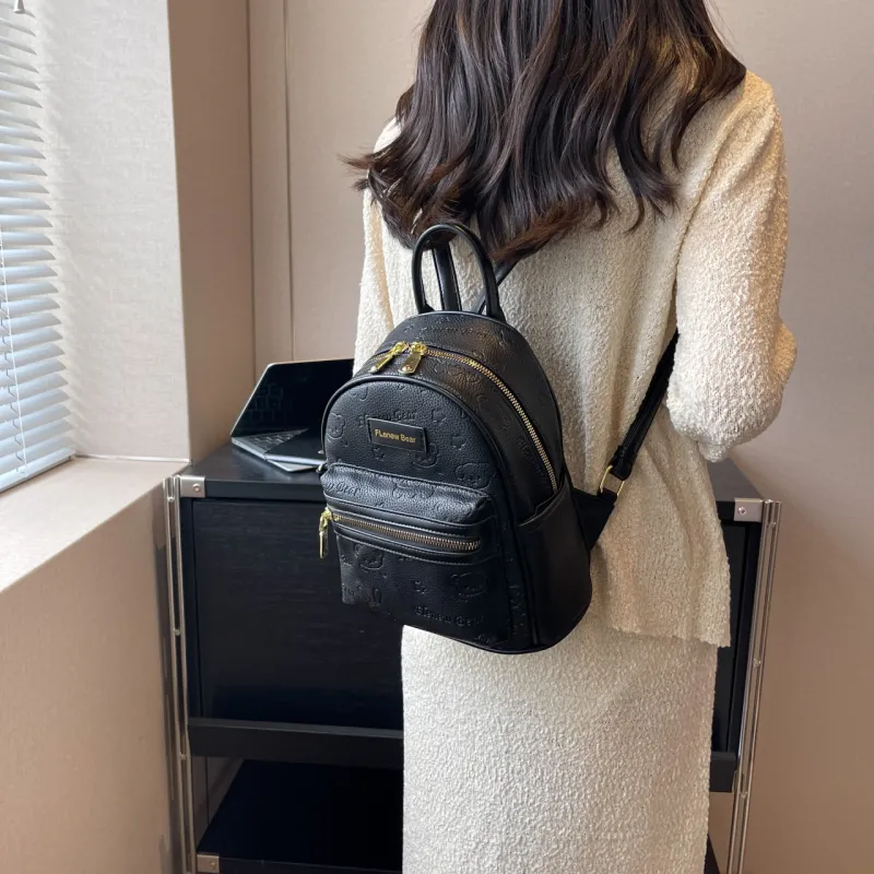 HCXK PU Stylish Versatile Students Backpack For Work And Commuting Women's Multicolor-5