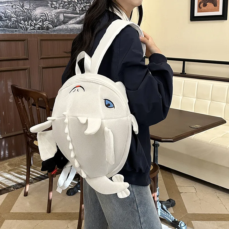 HCXK Nylon Fabric Backpack Unisex White/Black/Gray/Neon Green-4