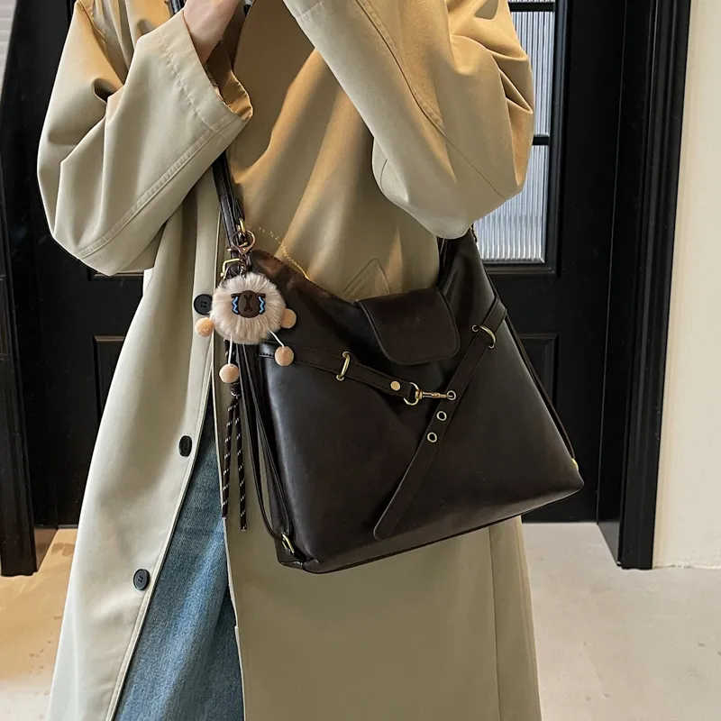 HCXK PU Crossbody One Shoulder Backpack Regular Women's Brown/Coffee/Black/White-8