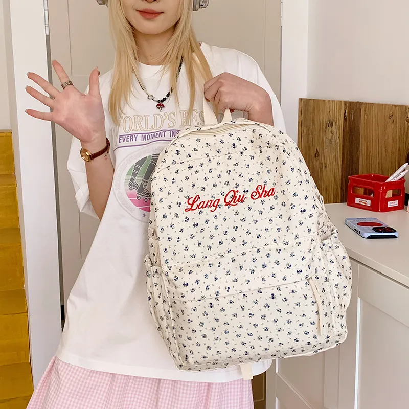 HCXK Nylon Fabric Backpack Regular Women's White-7