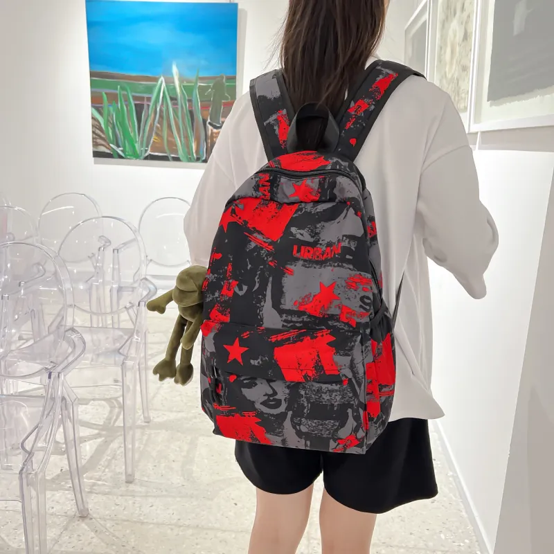 HCXK Nylon Fabric Backpack Regular Unisex Multicolor-11