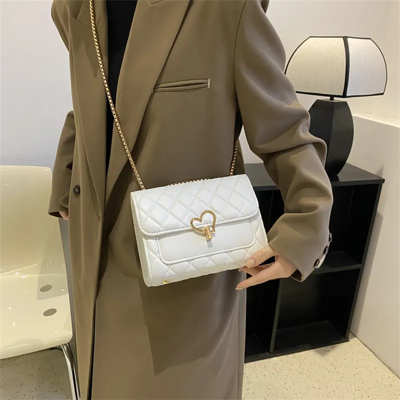 HCXK PU Chain Crossbody Bag, Shoulder Bag, Cell Phone Pouch Regular Women's White/Ecru/Light Brown/Black-4