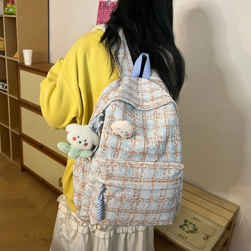 HCXK Corduroy Backpack Women's Green/Blue/Pink-11
