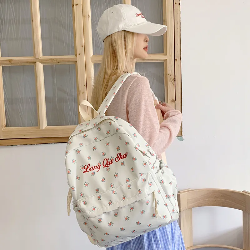 HCXK Nylon Fabric Backpack Regular Women's White-5