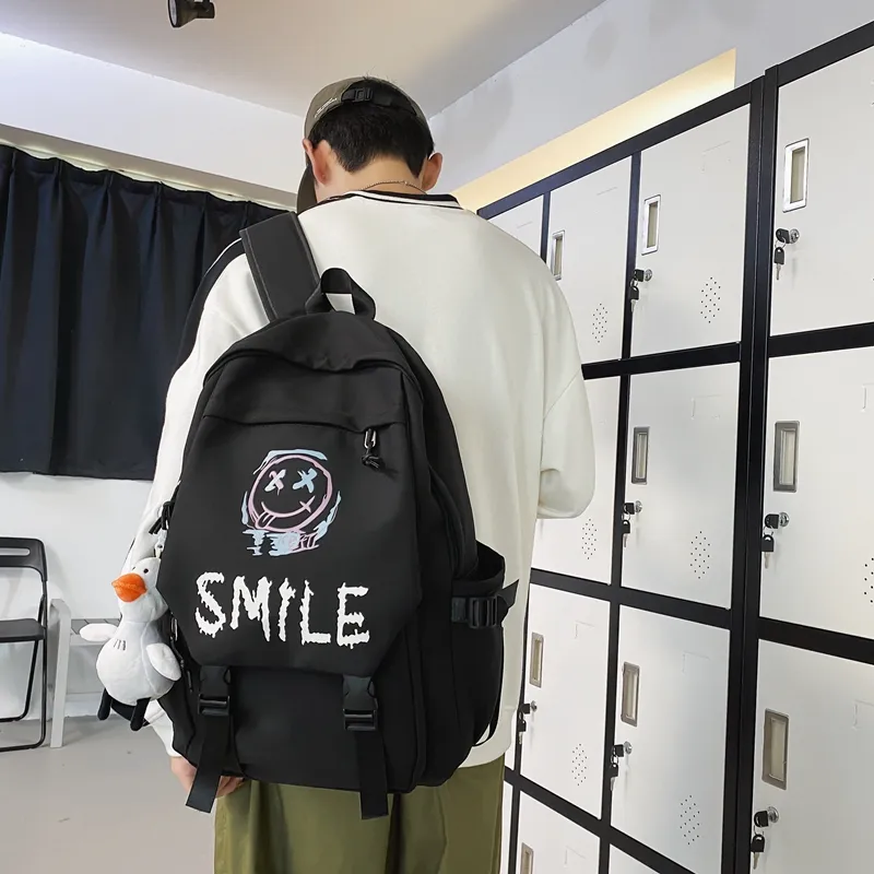 HCXK Nylon Backpack Unisex Black/White-5