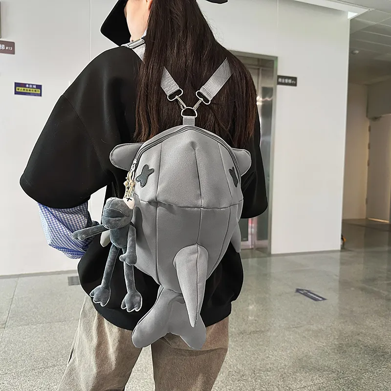 HCXK Nylon Backpack Unisex Gray/White/Black-3