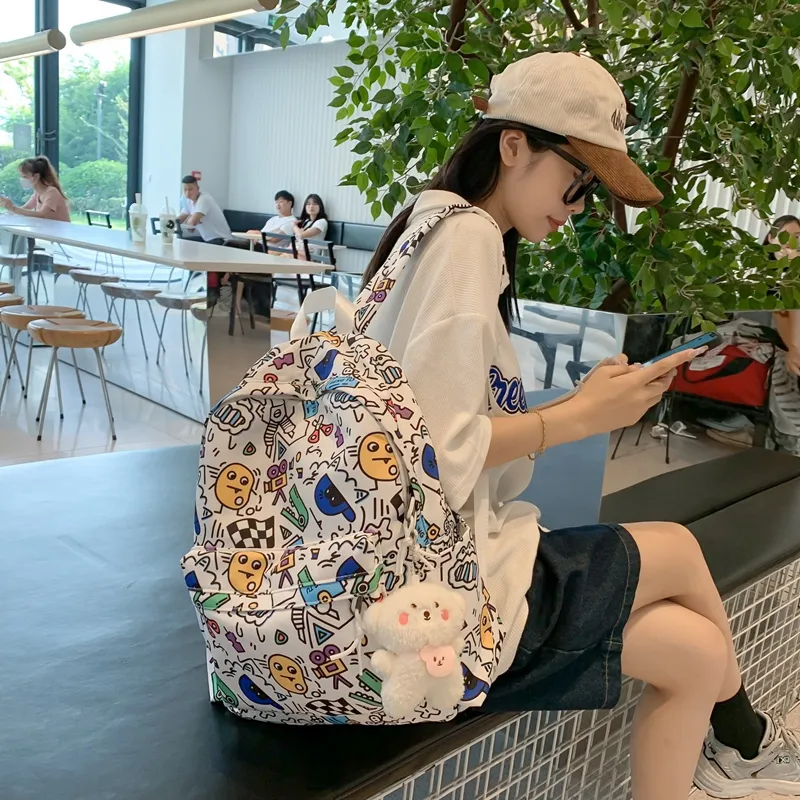 HCXK Nylon Backpack Unisex Multicolor/Black White-4