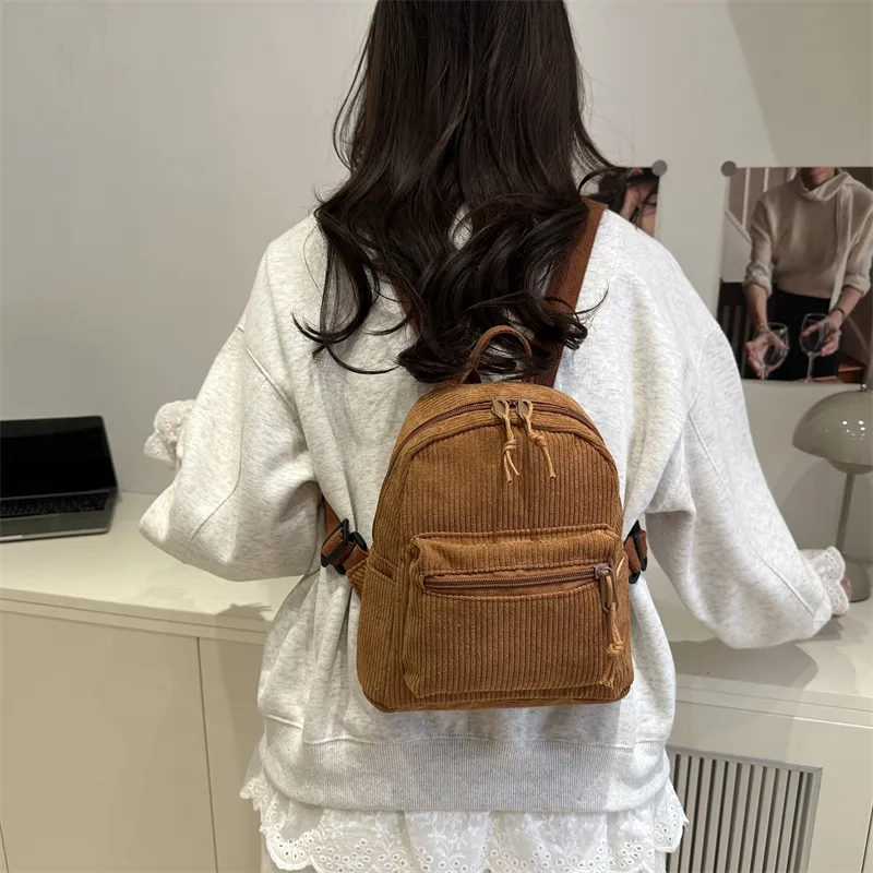 HCXK Polyester Backpack Women's Black/White/Pink/Dark Brown-22