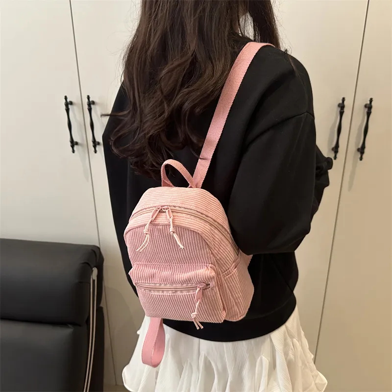 HCXK Polyester Backpack Women's Black/White/Pink/Dark Brown-14