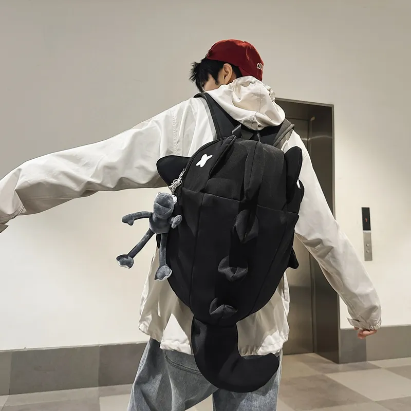 HCXK Nylon Backpack Unisex White/Black/Gray-11
