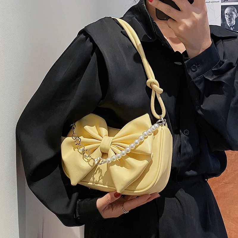 HCXK PU Shoulder Bag Regular Women's Ecru/Black/Yellow/Pink-10