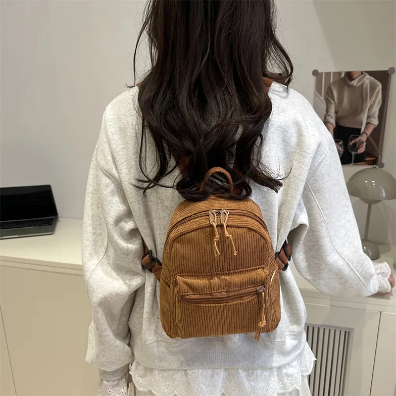 HCXK Polyester Backpack Women's Black/White/Pink/Dark Brown-21