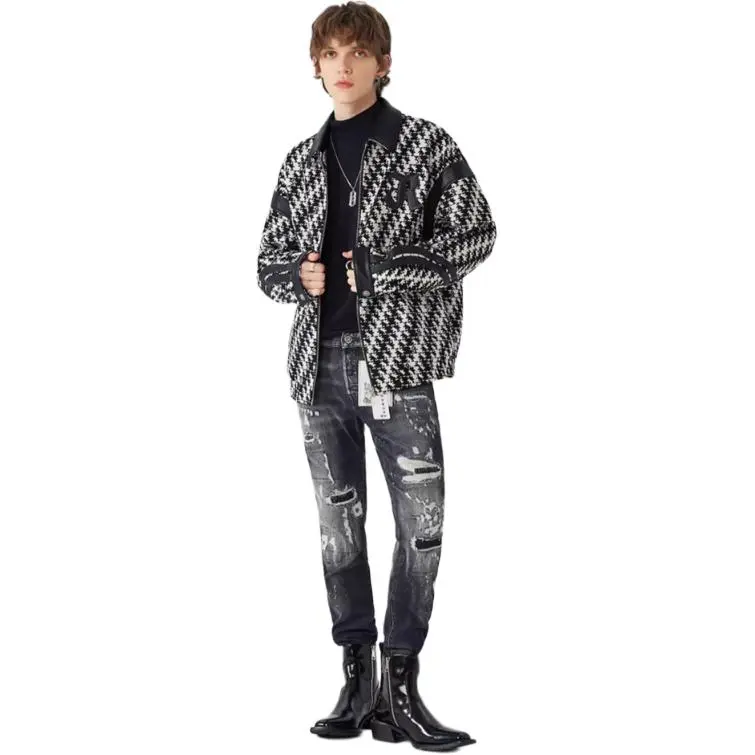 JOHN RICHMOND FW24 Jackets & Coats Men's Black Houndstooth-4