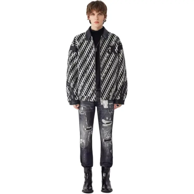 JOHN RICHMOND FW24 Jackets & Coats Men's Black Houndstooth-2