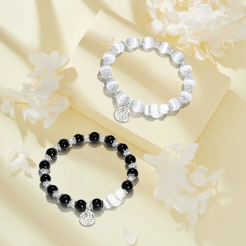 D.K.X Glass Cat Eye Jade Bracelets Unisex-1
