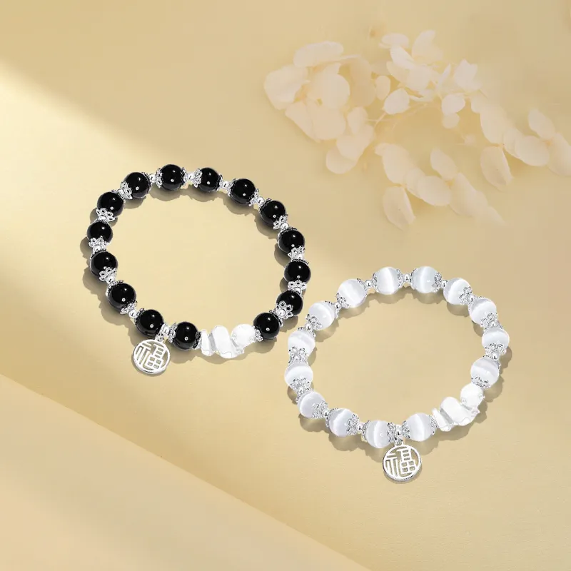 D.K.X Glass Cat Eye Jade Bracelets Unisex-2