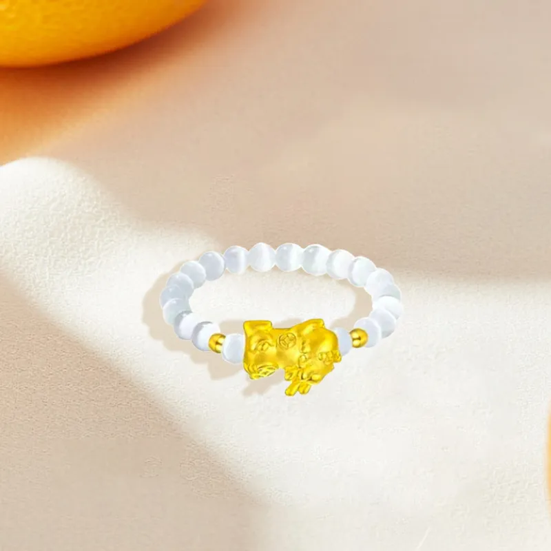 D.K.X Glass Cat Eye Jade Rings Unisex-2