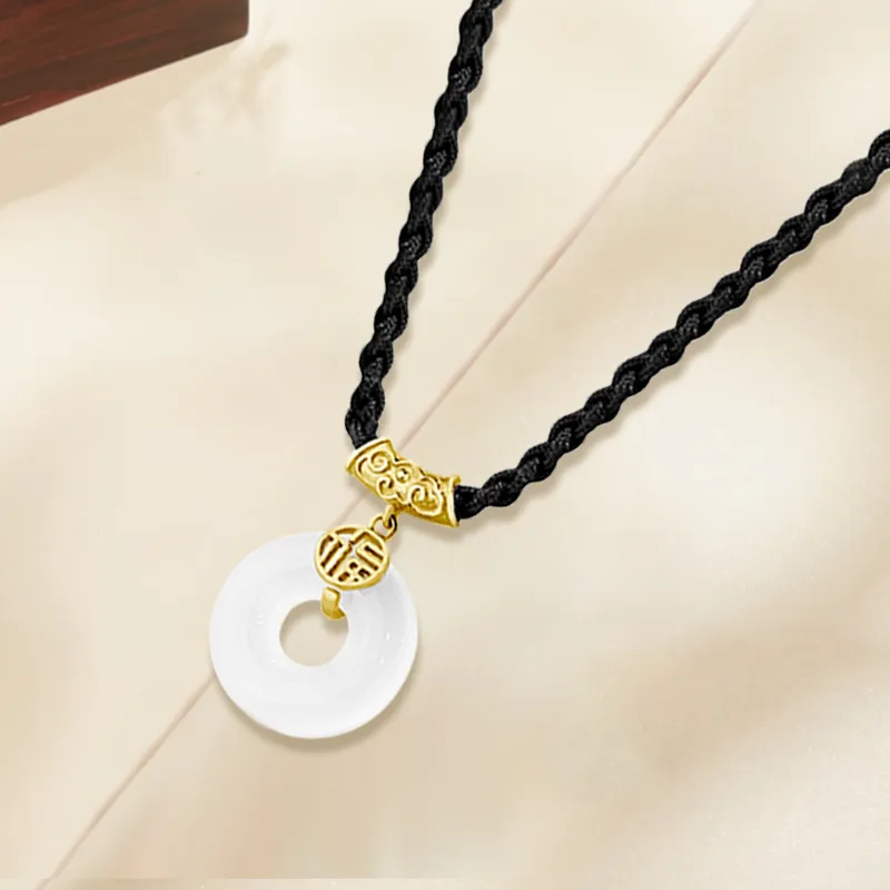 D.K.X Chalcedony Jade Necklaces Unisex-1