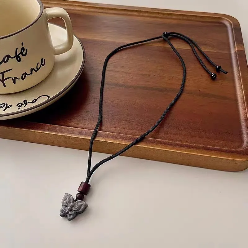 D.K.X Silver Sheen Obsidian Necklaces Unisex-1