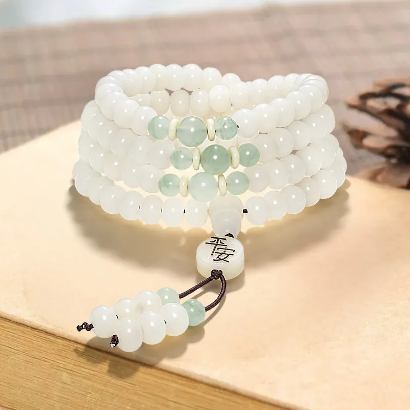 There Is You In The Long World White Jade Bodhi Bracelets Unisex-3