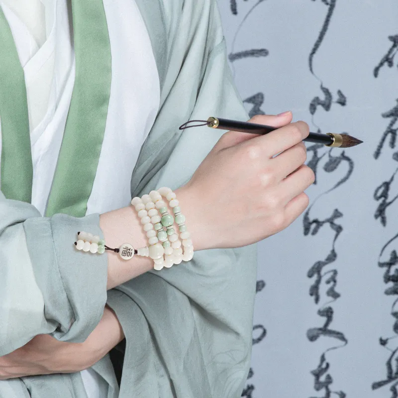 There Is You In The Long World White Jade Bodhi Bracelets Unisex-1